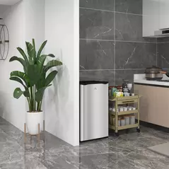 HOMCOM Under Counter Fridge, 91L Small Fridge with Chiller Box, Removable Shelf, Reversible Door, Adjustable Legs, Mini Refrigerator,  Silver Tone - 2