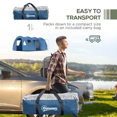 Outsunny 5-6 Man Camping Tent with 2 Room, Floor and Carry Bag - Blue - 8