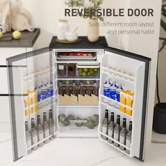 HOMCOM Under Counter Fridge, 91L Small Fridge with Chiller Box, Removable Shelf, Reversible Door, Adjustable Legs, Mini Refrigerator,  Silver Tone - 7