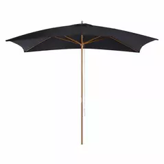Outsunny 2 x 3m Wooden Garden Parasol Umbrella Outdoor Sun Shade Canopy, Black - 1