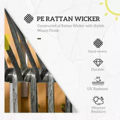 Outsunny String Rattan Egg Chair, with Padded Seat Cushion - Grey/Black - 4