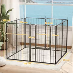 PawHut Eight-Panel Dog Playpen with Door, for Large Dogs, Indoors, Outdoors, 100cm Tall, Black - 3