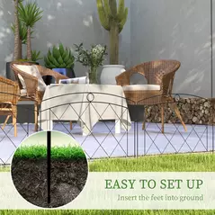 Outsunny Metal Decorative Outdoor Picket Fence Panels Set of 6, Black - 4