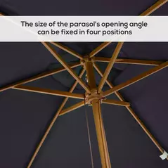 Outsunny 2 x 3m Wooden Garden Parasol Umbrella Outdoor Sun Shade Canopy, Black - 6