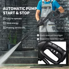 Outsunny 1800W 150-Bar Pressure Washer, with Adjustable Nozzle - Yellow - 6