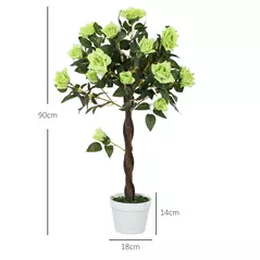Outsunny Set of Two Faux Rose Trees - Green - 3