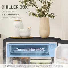 HOMCOM Under Counter Fridge, 91L Small Fridge with Chiller Box, Removable Shelf, Reversible Door, Adjustable Legs, Mini Refrigerator,  Silver Tone - 5