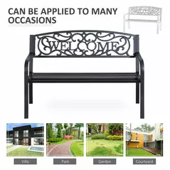 Outsunny 126Lx60Wx85H cm Steel Bench-Black - 6
