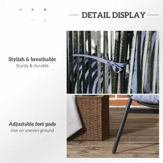 Outsunny String Rattan Egg Chair, with Padded Seat Cushion - Grey/Black - 6