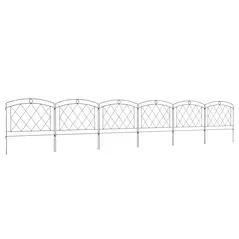 Outsunny Metal Decorative Outdoor Picket Fence Panels Set of 6, Black - 1