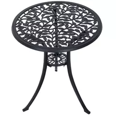 Outsunny 3 Pcs Aluminium Bistro Set Garden Furniture Dining Table Chairs Antique Outdoor Seat Patio Seater Black - 7