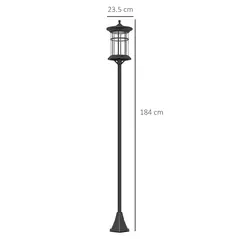 Outsunny Set of Two 1.8m Traditional Style Solar Lamp Posts - Black - 3