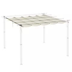 Outsunny Retractable Pergola Cover, 2.55 x 2.5 m Replacement Canopy Fabric for 3 x 3 m Frame, Roof Top Only, Cream White - 8