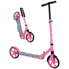 AIYAPLAY Foldable Kids Scooter with Adjustable Handlebar, 200mm Big Wheel, Rear Fender Brake, for Ages 6-12 Years, Pink - 1