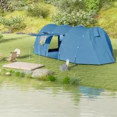 Outsunny 5-6 Man Camping Tent with 2 Room, Floor and Carry Bag - Blue - 9