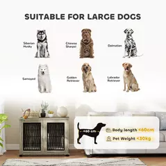 PawHut Indoor Dog Crate Furniture End Table with Soft Washable Cushion, Lockable Front Door, for Large Dogs - Grey - 4