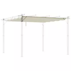 Outsunny Retractable Pergola Cover, 2.55 x 2.5 m Replacement Canopy Fabric for 3 x 3 m Frame, Roof Top Only, Cream White - 1