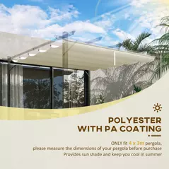 Outsunny Retractable Pergola Cover, 2.55 x 2.5 m Replacement Canopy Fabric for 3 x 3 m Frame, Roof Top Only, Cream White - 4