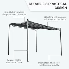 Outsunny 3x3m Metal Pergola with Canopy Garden Awning for Garden Parties, Grey - 4