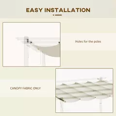 Outsunny Retractable Pergola Cover, 2.55 x 2.5 m Replacement Canopy Fabric for 3 x 3 m Frame, Roof Top Only, Cream White - 6