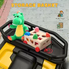 AIYAPLAY 12V Kids Electric Ride on ATV, Battery-Powered Quad Bike w/ Spring Suspension, Forward Backward, Storage Basket, Yellow - 5