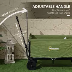 Outsunny 120L Festival Trolley on Wheels, Folding & Compact Camping Trolley Cart with Adjustable Handle for Garden, Beach, Fishing, Green - 8