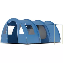 Outsunny 5-6 Man Camping Tent with 2 Room, Floor and Carry Bag - Blue - 1