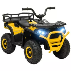 AIYAPLAY 12V Kids Electric Ride on ATV, Battery-Powered Quad Bike w/ Spring Suspension, Forward Backward, Storage Basket, Yellow - 1