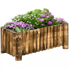 Outsunny 52L Raised Flower Bed Wooden Rectangular Planter Container Box Herb Pot Flower Pot 78L x 35W x 30H (cm) - 1