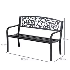 Outsunny 126Lx60Wx85H cm Steel Bench-Black - 3