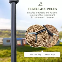 Outsunny 5-6 Man Camping Tent with 2 Room, Floor and Carry Bag - Blue - 7