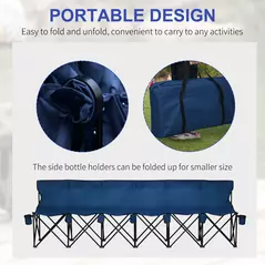 Outsunny 6 Seater Folding Camping Chair with Cup Holder & Carry Bag - Blue - 7