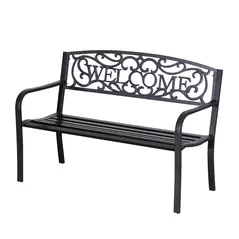 Outsunny 126Lx60Wx85H cm Steel Bench-Black - 1