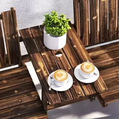 Outsunny 2-Seater Garden Bench with Table & Parasol Hole, Antique Loveseat for Porch, Patio, Carbonised Finish - 8