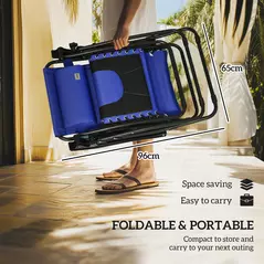 Outsunny Zero Gravity Lounger Chair, Folding Reclining Patio Chair with Shade Cover, Padded Seat, Cup Holder, Soft Cushion and Headrest for Poolside, Camping, Blue - 7