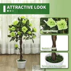 Outsunny Set of Two Faux Rose Trees - Green - 5