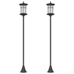 Outsunny Set of Two 1.8m Traditional Style Solar Lamp Posts - Black - 1