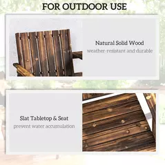 Outsunny 2-Seater Garden Bench with Table & Parasol Hole, Antique Loveseat for Porch, Patio, Carbonised Finish - 7