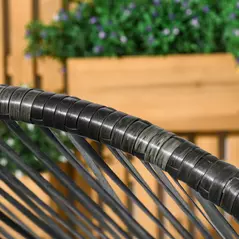 Outsunny String Rattan Egg Chair, with Padded Seat Cushion - Grey/Black - 7