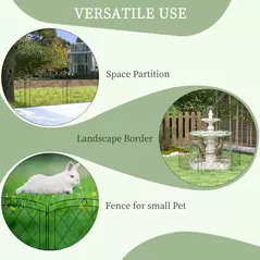 Outsunny Metal Decorative Outdoor Picket Fence Panels Set of 6, Black - 6