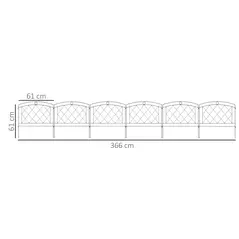 Outsunny Metal Decorative Outdoor Picket Fence Panels Set of 6, Black - 3
