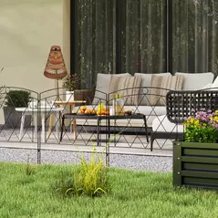 Outsunny Metal Decorative Outdoor Picket Fence Panels Set of 6, Black - 9