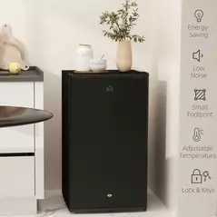 HOMCOM 91L Freestanding Under-Counter Fridge with Lock - Black - 8