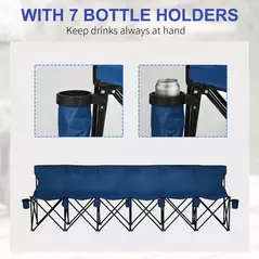Outsunny 6 Seater Folding Camping Chair with Cup Holder & Carry Bag - Blue - 6