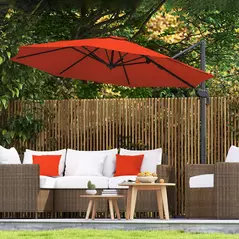 Outsunny Five-Position Overhanging Parasol - Orange - 2