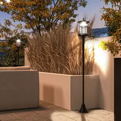 Outsunny Set of Two 1.8m Traditional Style Solar Lamp Posts - Black - 2