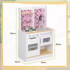 AIYAPLAY Kids Play Kitchen, Pretend Play Kitchen with Realistic Oven, Stove, Sink, Kitchen, Accessories, White - 3