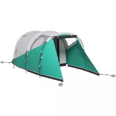 Outsunny Three-Man, 3000mm Water-Resistant Two-Room Tunnel Tent - Green - 1