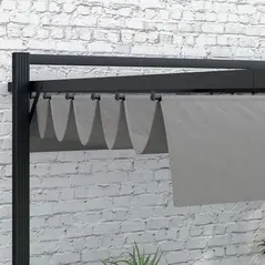 Outsunny 3 x 4m Retractable Pergola, Garden Gazebo Shelter with Aluminium Frame, for Grill, Patio, Deck, Dark Grey - 9