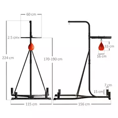 HOMCOM Adjustable Freestanding Speedbag, Punch Bag Hanger, Black - 3